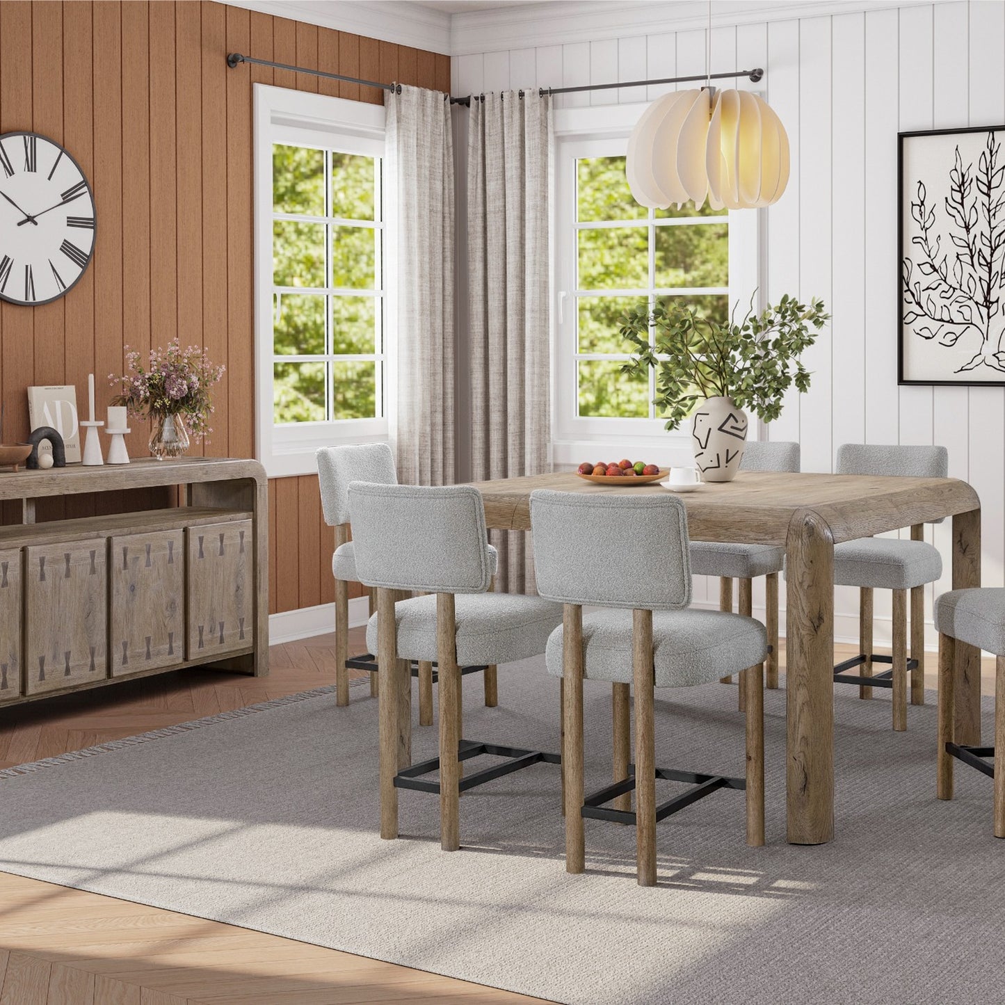Maison Verve Antibes Counter Stool (Set of 2), 40" - Upholstered, Wood Legs