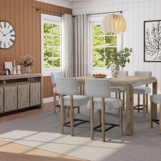 Maison Verve Antibes Counter Stool (Set of 2), 40" - Upholstered, Wood Legs