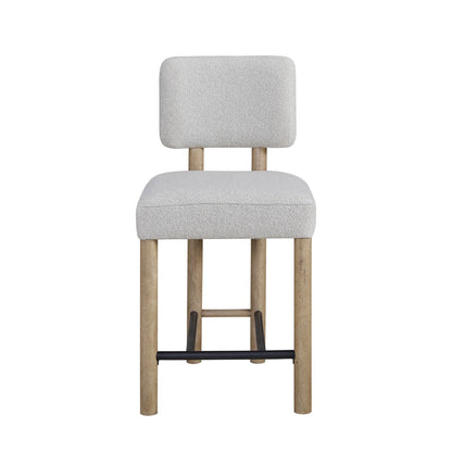 Maison Verve Antibes Counter Stool (Set of 2), 40" - Upholstered, Wood Legs