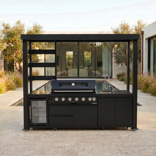 VerveLine Elite Pavilion Series Black - 6 Burner Outdoor Kitchen
