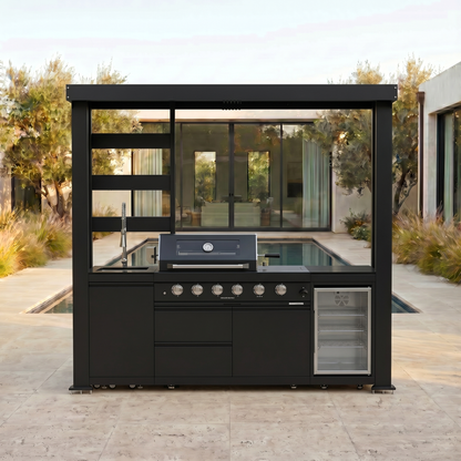 VerveLine Premium Pavilion Series Black - 4 Burner Outdoor Kitchen
