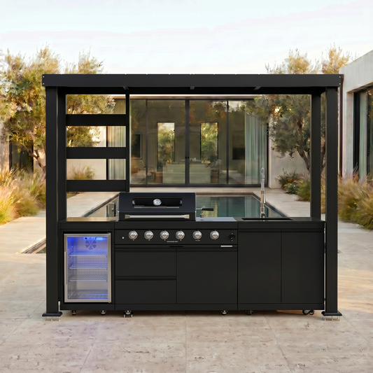 VerveLine Pavilion Series Black - 4 Burner Outdoor Kitchen